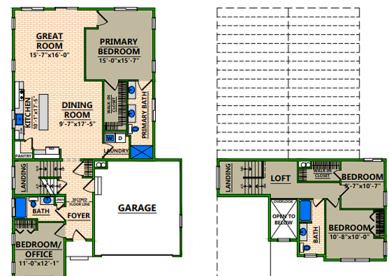 A floor plan of a house with a two car garage