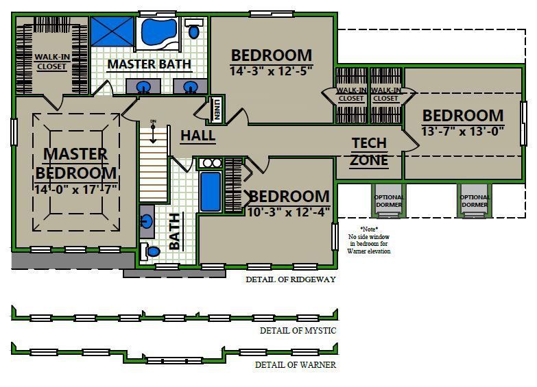 A floor plan of a house showing the master bedroom and bedrooms