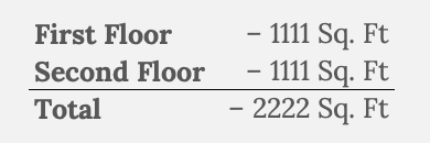 A diagram showing the first floor , second floor , and total.