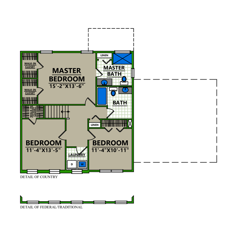 A floor plan of a house with two bedrooms and a master bedroom