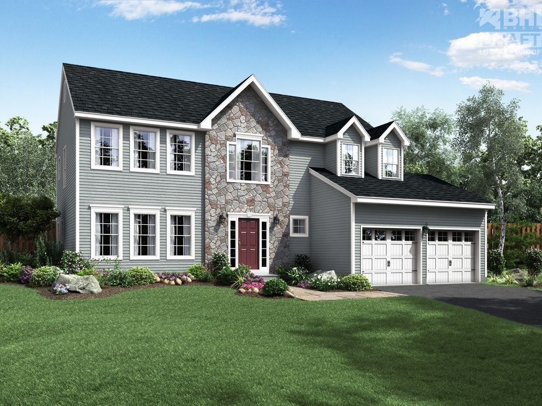An artist 's impression of a house with two garages