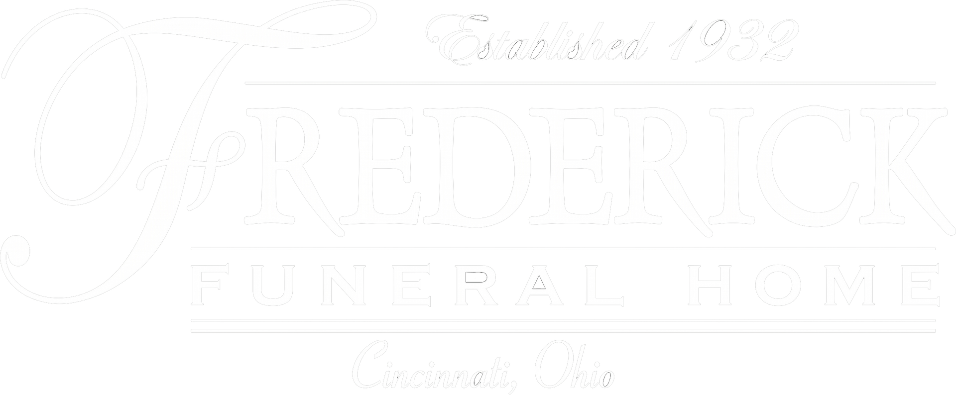 Frederick Funeral Home logo, white.