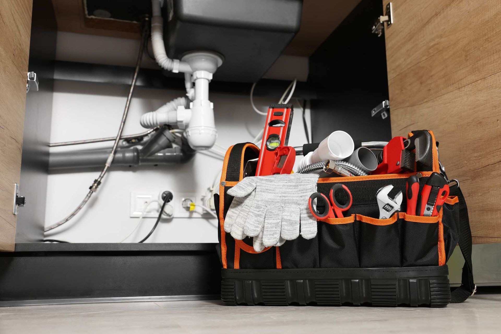 Plumber's Tool Bag on The Floor | Nerang, QLD | Highland Park Plumbing