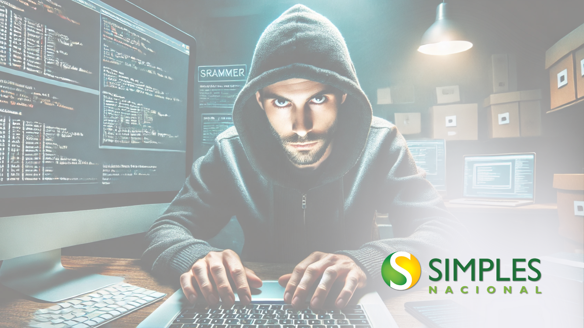 Um homem de moletom está digitando em um laptop.