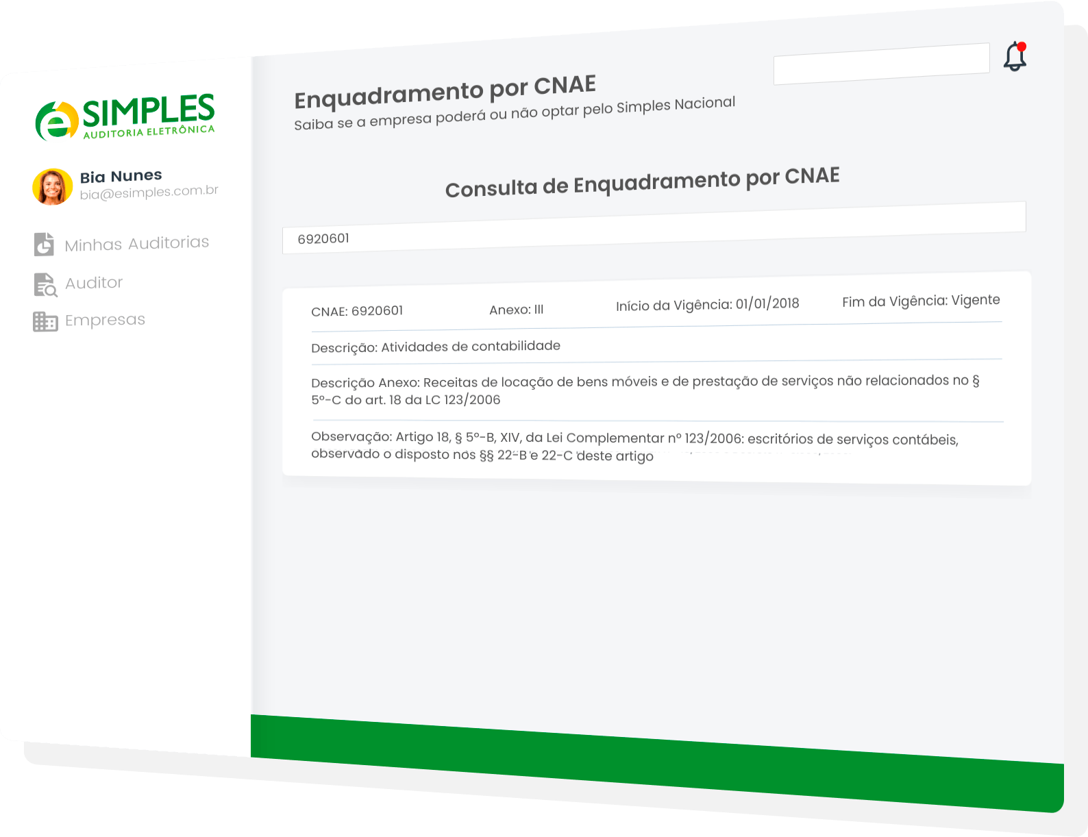 Sistema de Recuperação de Impostos - Enquadramento de CNAE