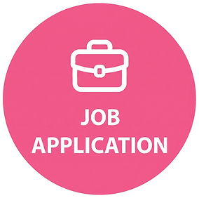 Pink circle icon with a white briefcase and the words “JOB APPLICATION”