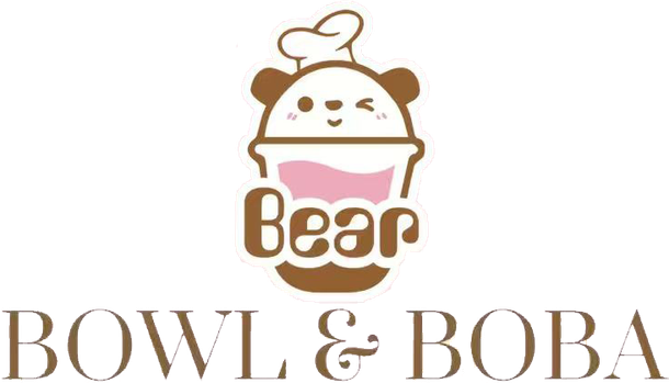 Bear Bowl & Boba logo with a cute brown bear chef above the brand name
