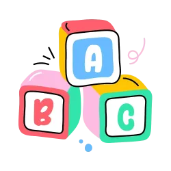 Colorful stacked blocks labeled A, B, and C in pastel red, blue, and green