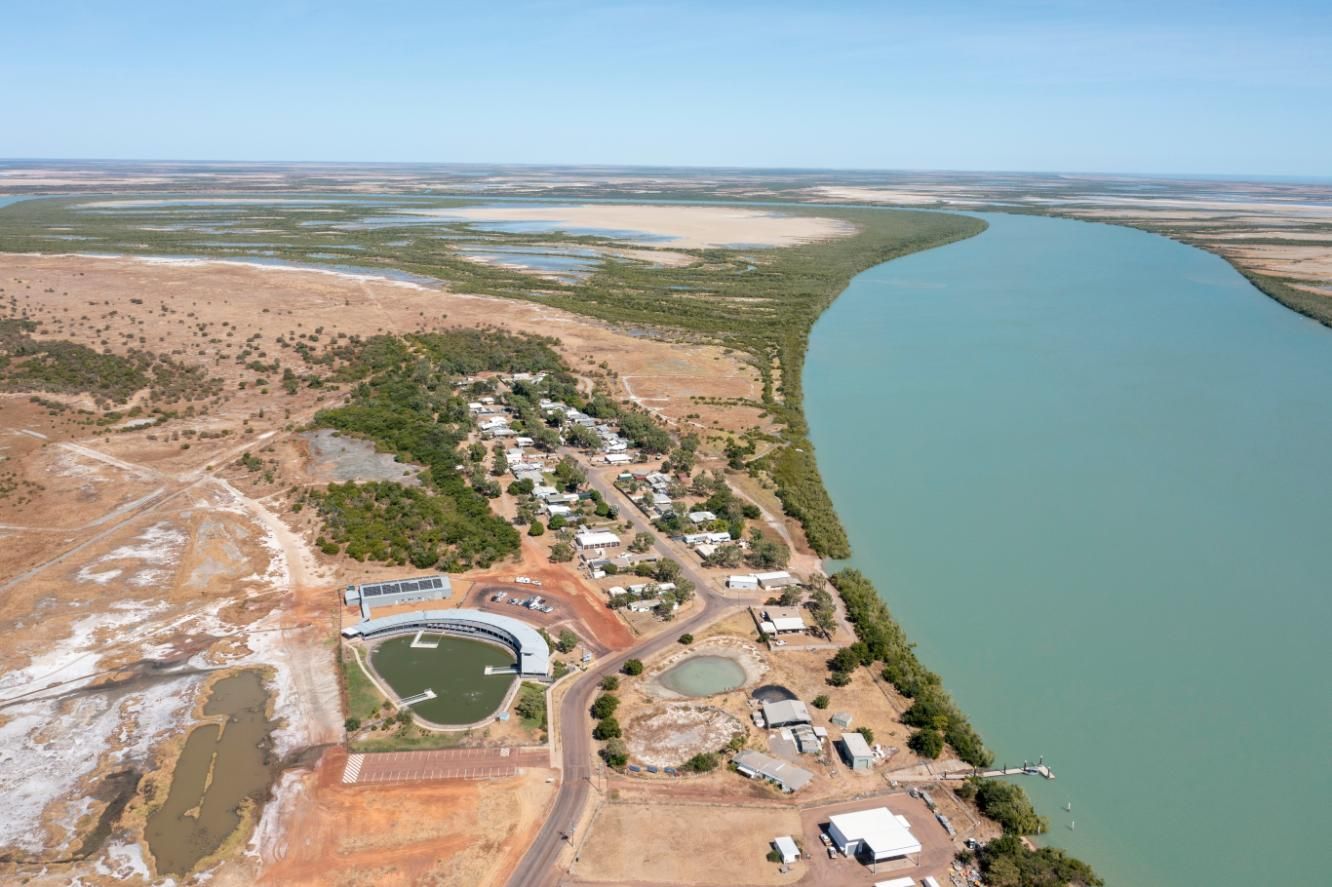 An Aerial View of a River and a Small Town — Power & Data Support Services In Karumba, QLD