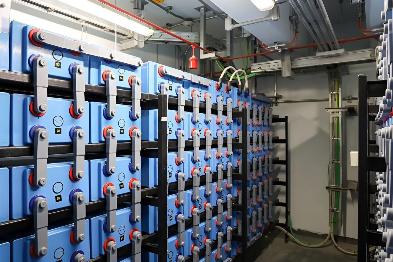 A Room Filled With Lots of Blue Batteries — Power & Data Support Services In Tablelands, QLD