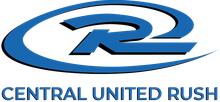 Logo for Central United Rush, a blue "R" inside a blue oval, text "Central United Rush" below.