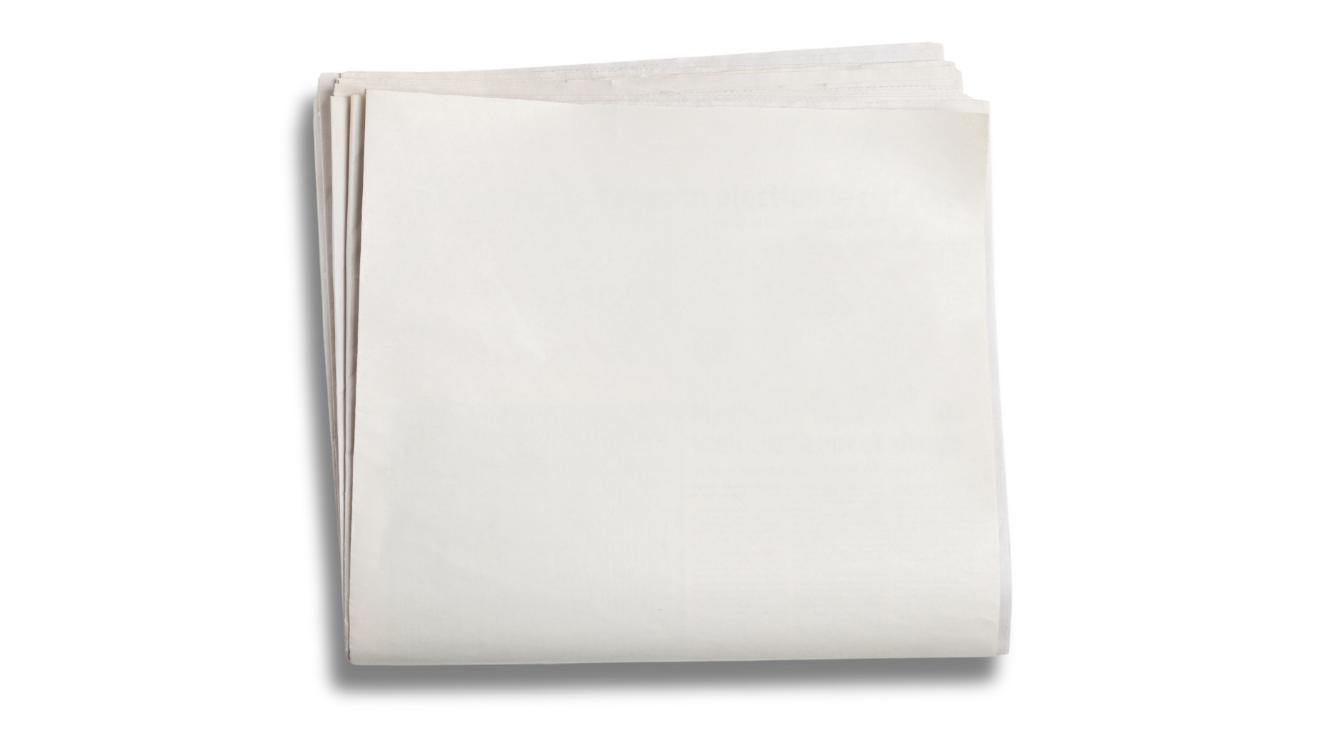 A stack of white newspapers on a white background.