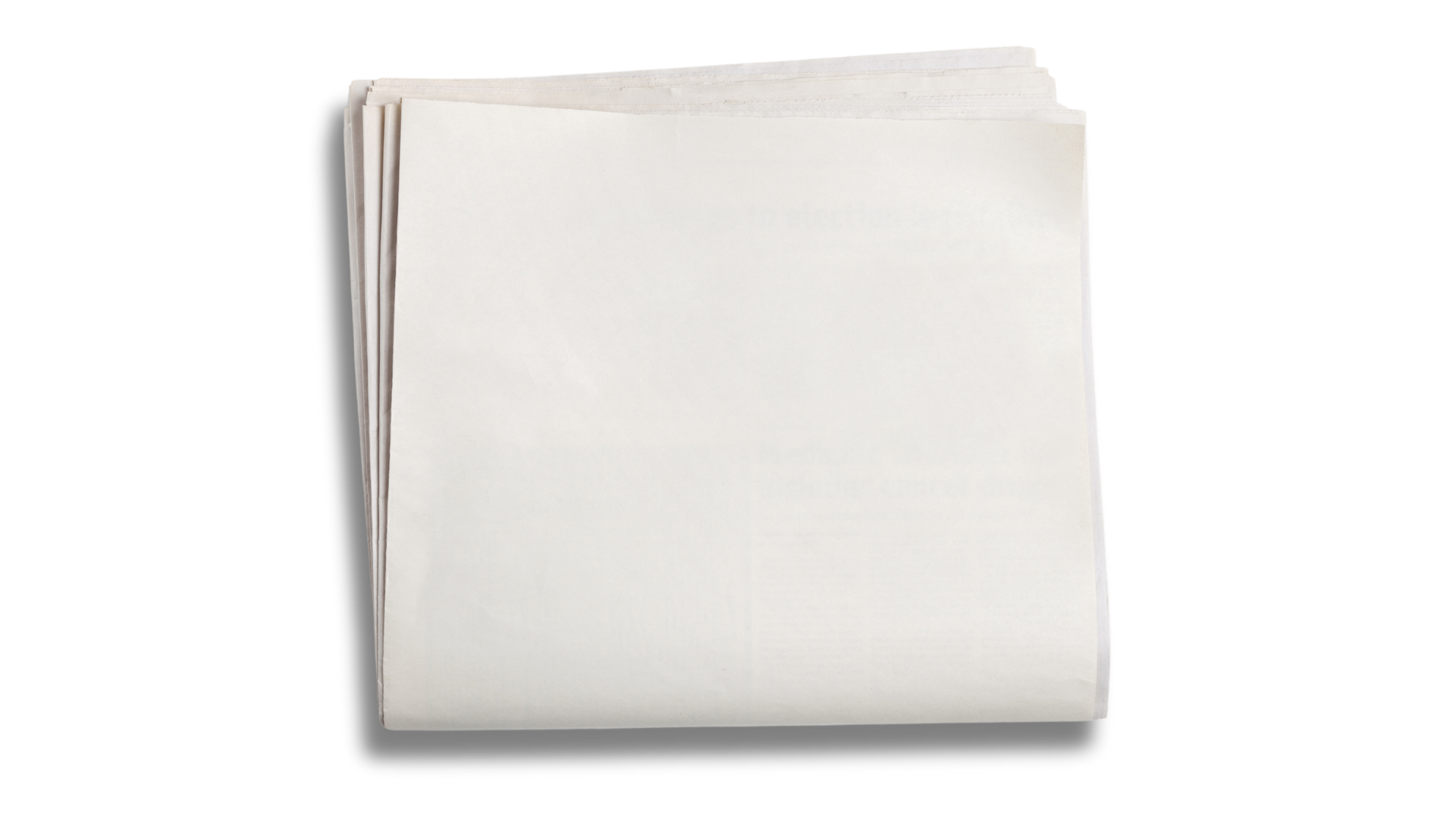 A stack of white newspapers on a white background.