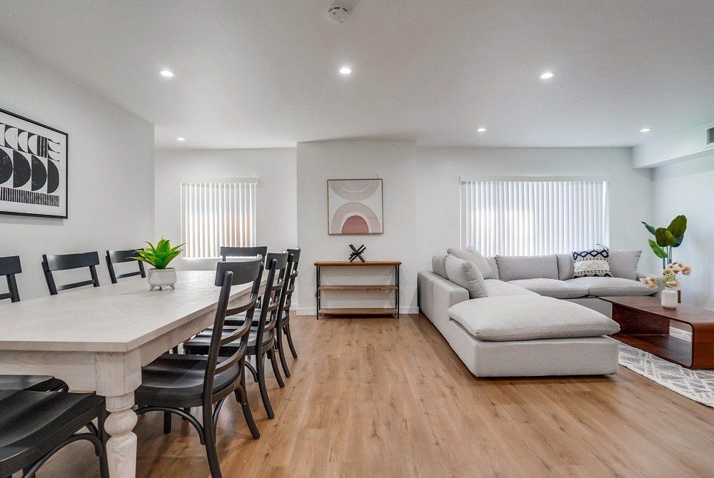 5326 Whitsett Ave living room area and dining chairs