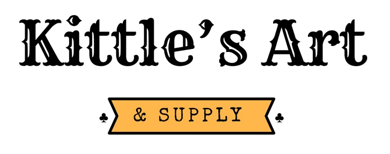 Kittle’s Art & Supply logo in black with an orange banner on a white background