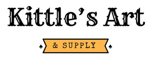Kittle’s Art & Supply logo in black with an orange banner on a white background