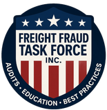Freight Fraud Task Force logo: shield with text, stars, and red and white stripes.