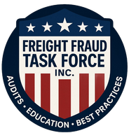 Freight Fraud Task Force logo: shield with text, stars, and red and white stripes.