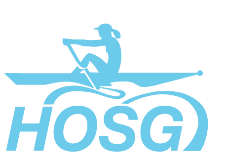 Light blue HOSG logo with a seated figure on a board above stylized waves