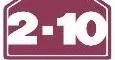 2-10 logo in white text on a maroon sign with a white border