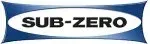 Sub-Zero logo in blue and white with bold black lettering