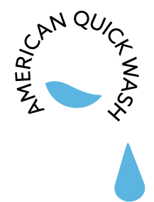 American Quick Wash logo with blue water drop and curved wave icon