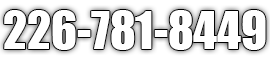 White phone number text &ldquo;226-781-8449&rdquo; on a light gray background