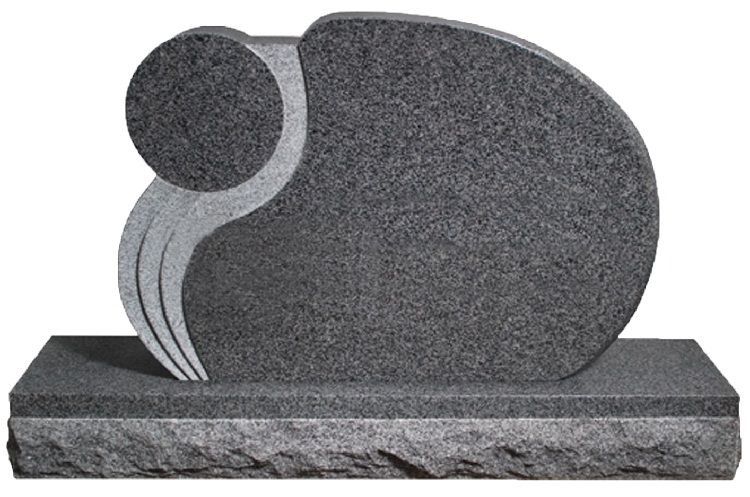 Gray stone sculpture of an abstract bird on a rectangular base