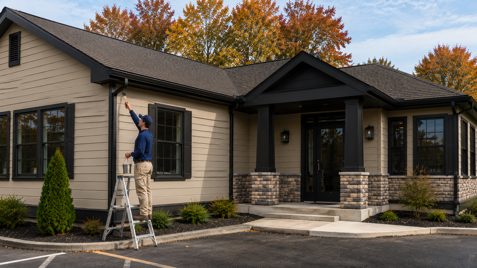 Commercial exterior painting project by Pioneer Painters in Springfield, MA