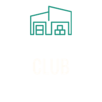 Teal line icon of a warehouse with boxes inside