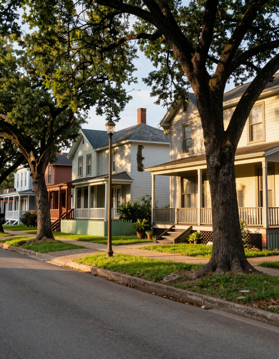 Dublin, TX downtown area and historic residential street