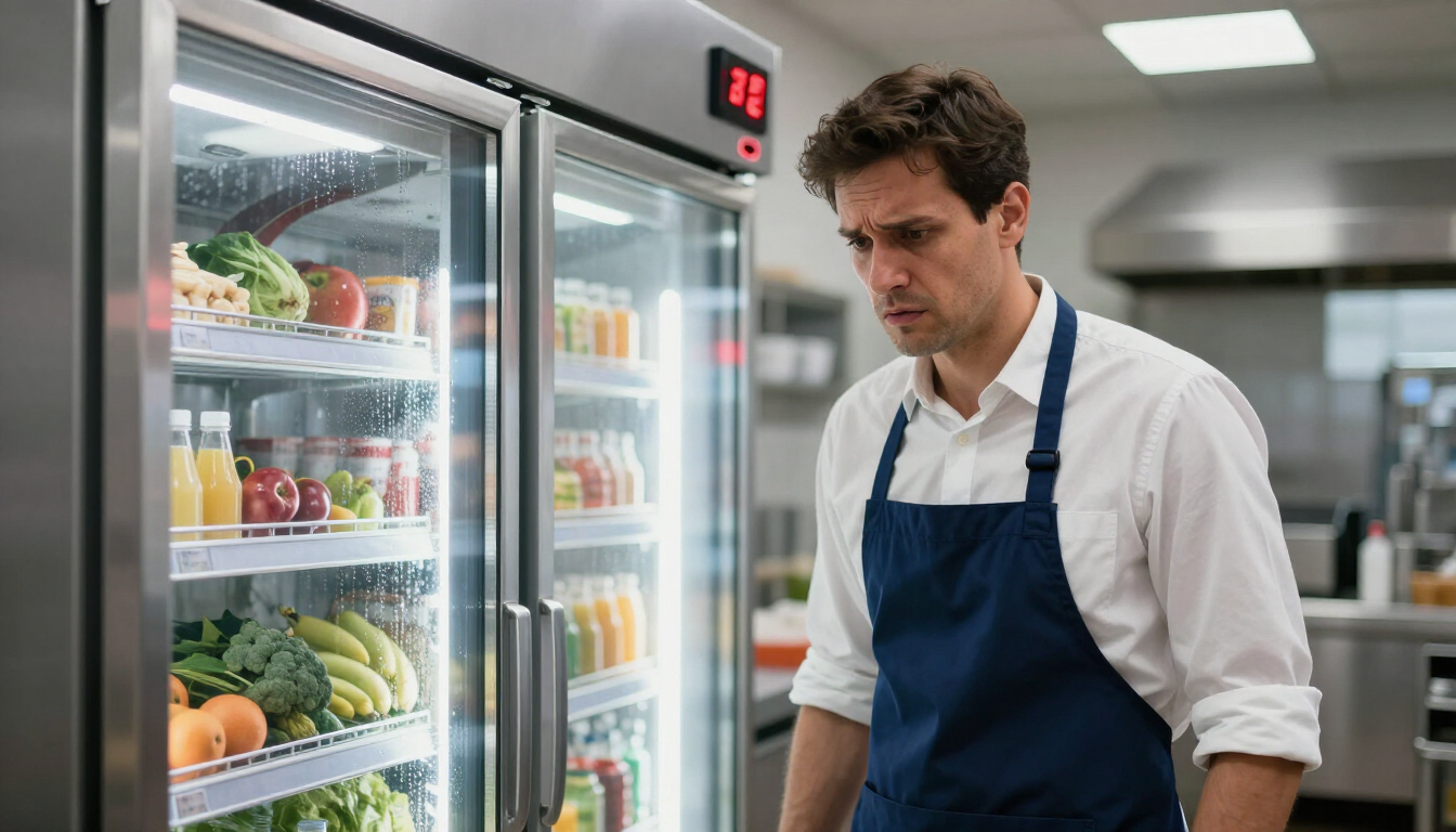 Restaurant manager dealing with refrigeration failure