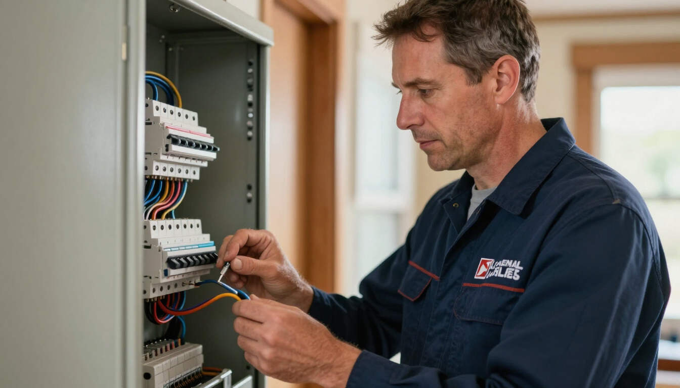 Licensed electrician performing electrical panel upgrade