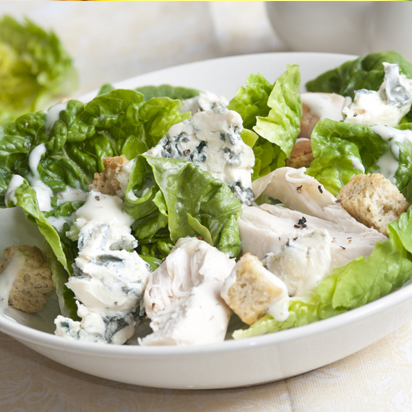 chicken with cabbage leaf salad