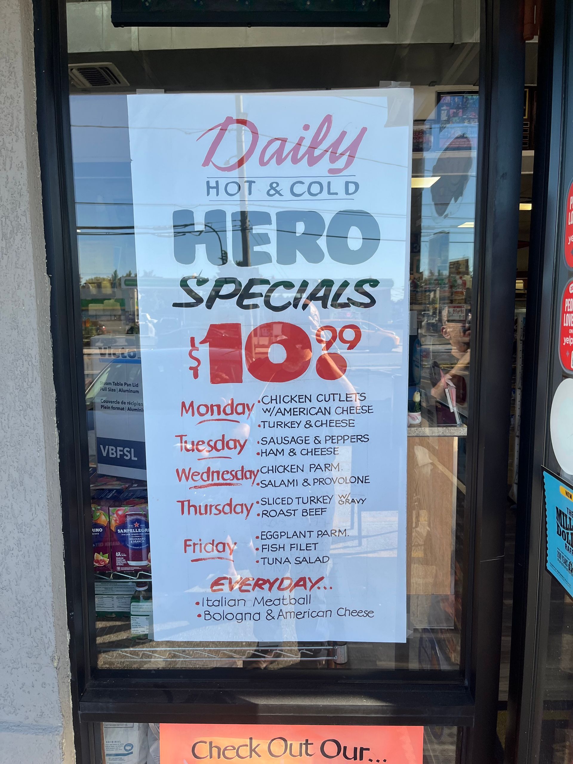 Daily Specials on a sign hanging in door window