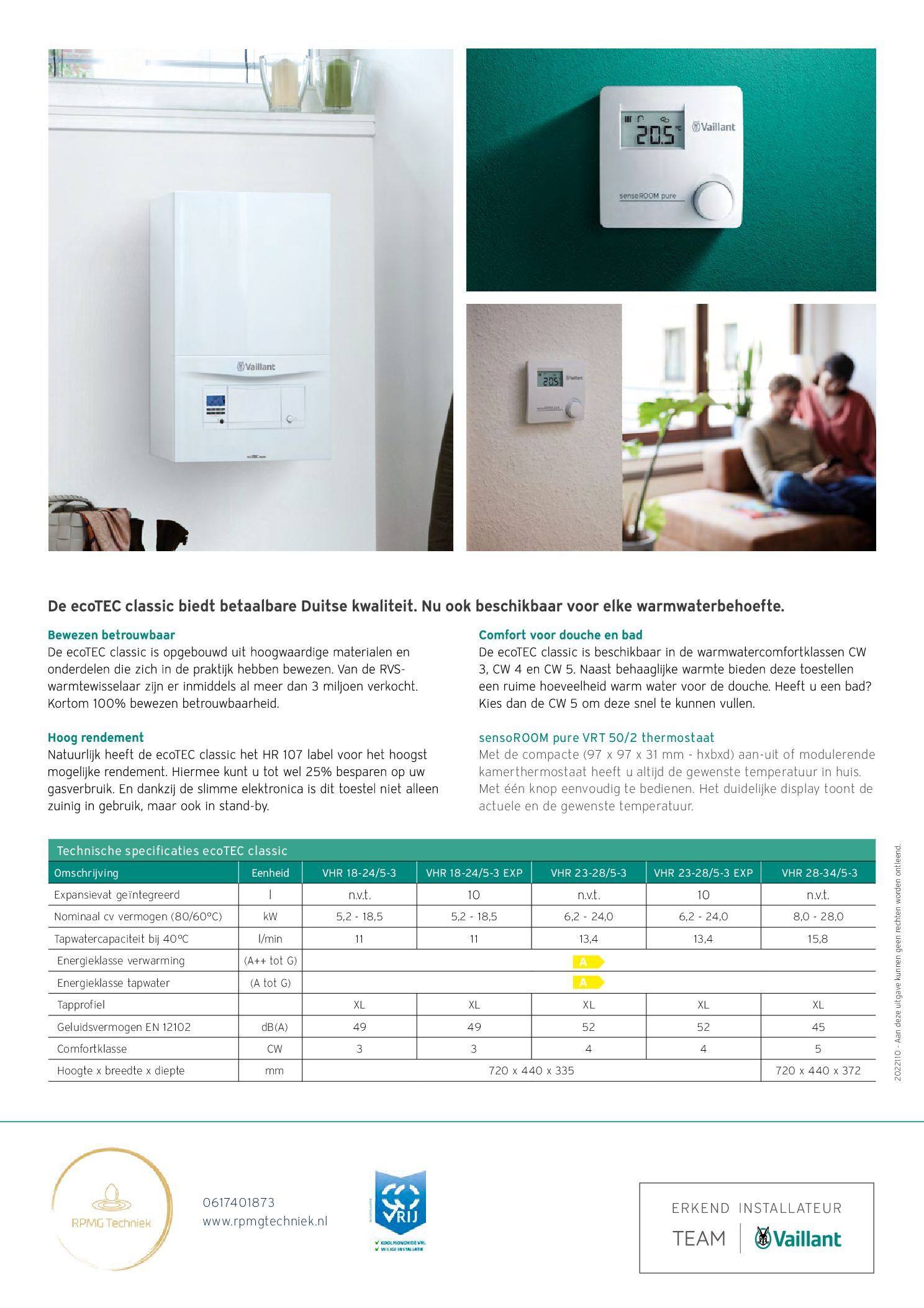 Vaillant ecoTEC classic hr-ketel aanbiedings folder