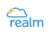 Realm logo with blue cloud and orange sparkle icon above the word “realm”