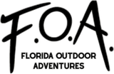 Black handwritten letters spelling “F.O.A.” on a white background