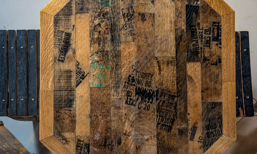 pub table from whiskey barrels