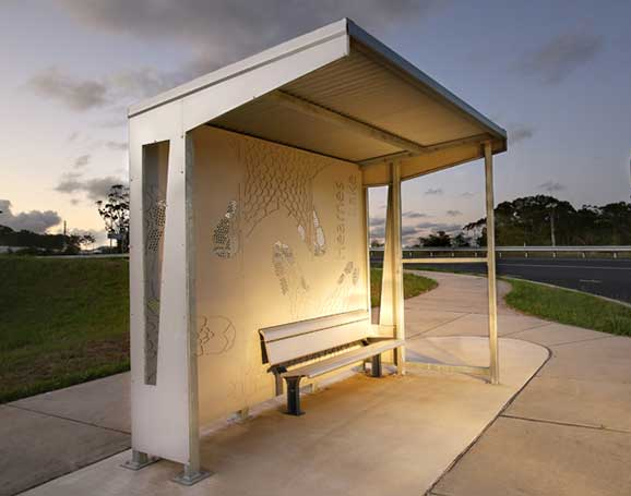 A bus stop built by stainless steel fabricators in Coffs Harbour