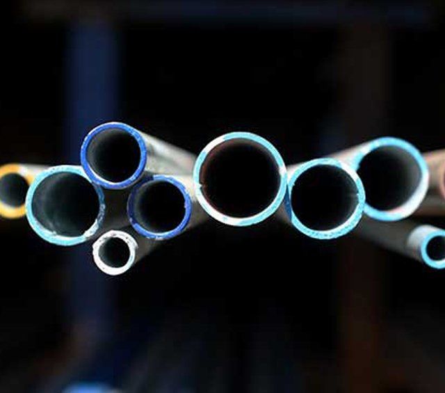 Close-Up View of Coloured Steel Tubes