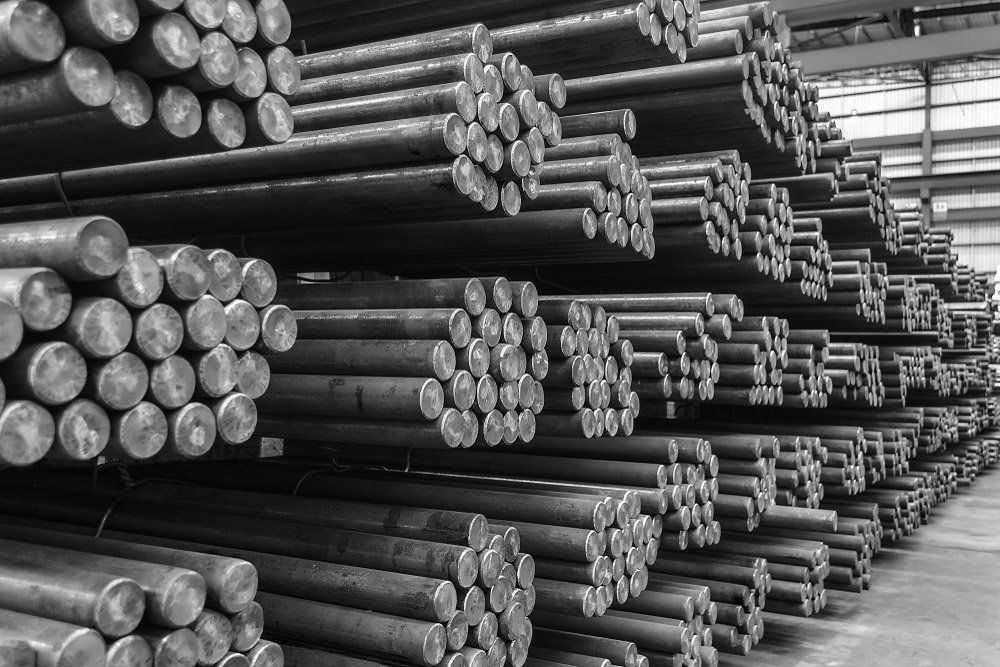 Rows Of Steel Round Bar