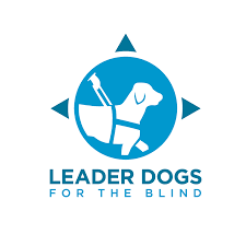 Blue logo: dog in harness inside a blue circle. 