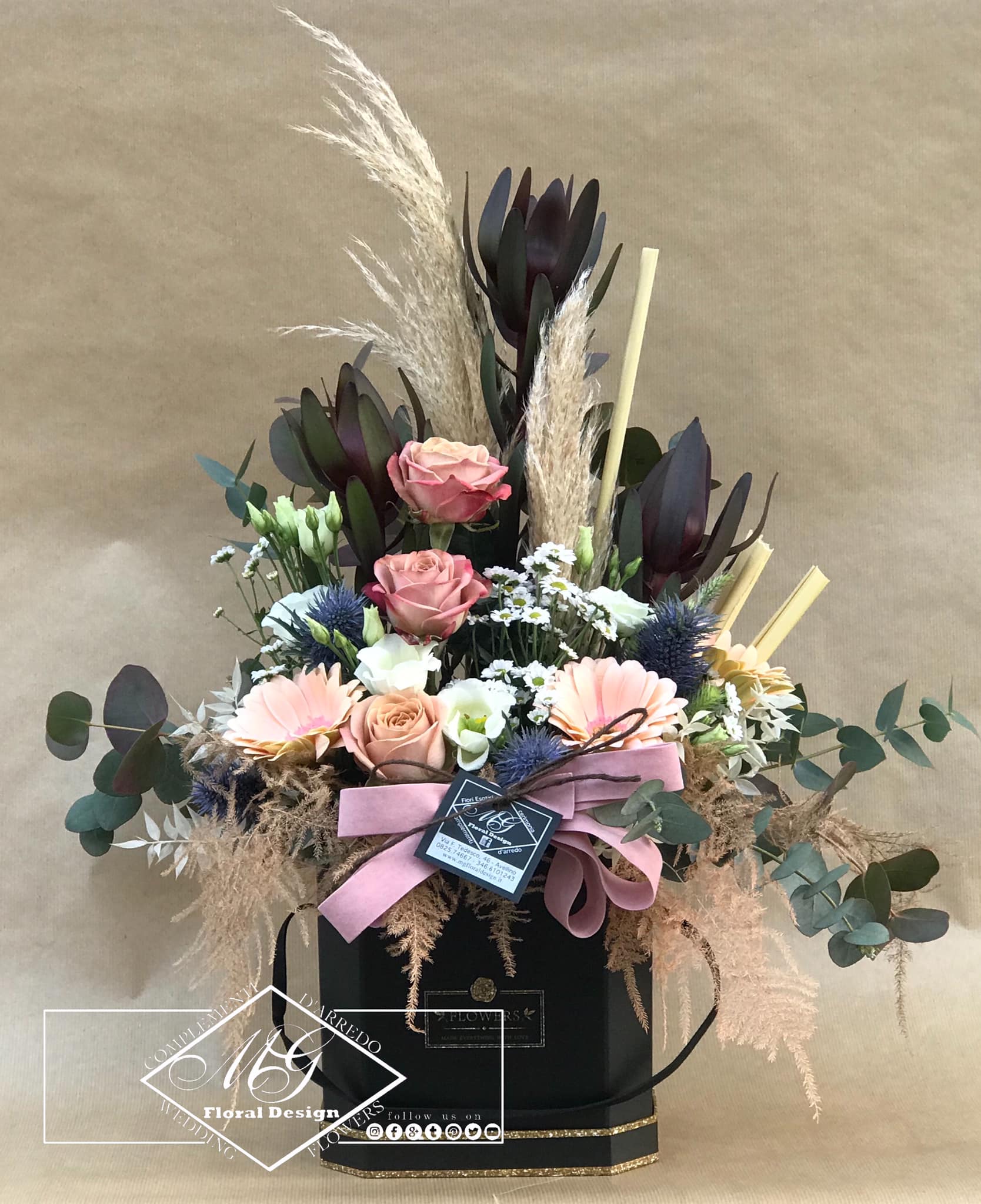 Box con fiori rosa