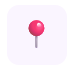 Pink pushpin on a light purple background.