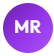 Purple circle with white letters 