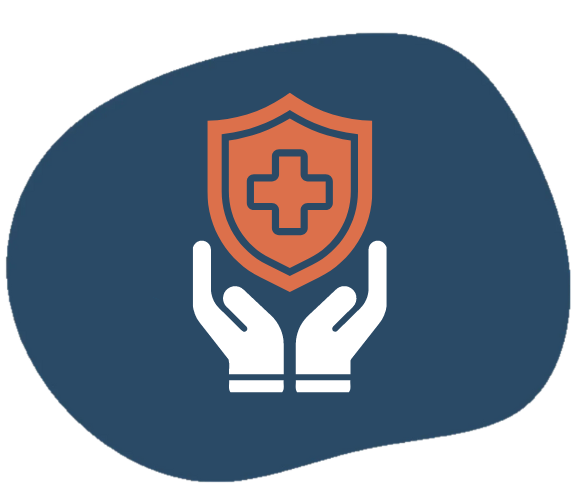 A pair of hands holding a shield with a cross on it.