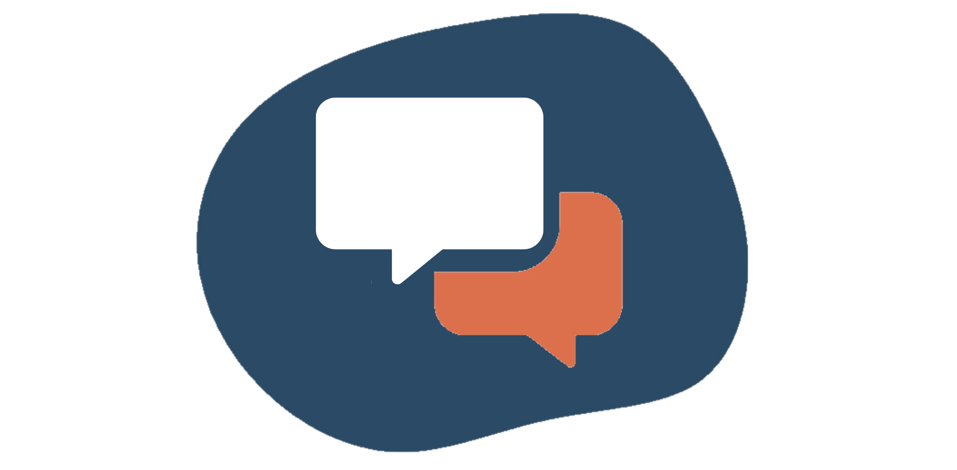 A blue circle with two speech bubbles inside of it.
