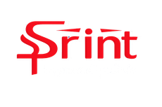 Logo Sprint in testo rosso su sfondo bianco.
