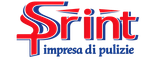 Logo Sprint impresa di abbigliamento in testo rosso e blu su sfondo bianco